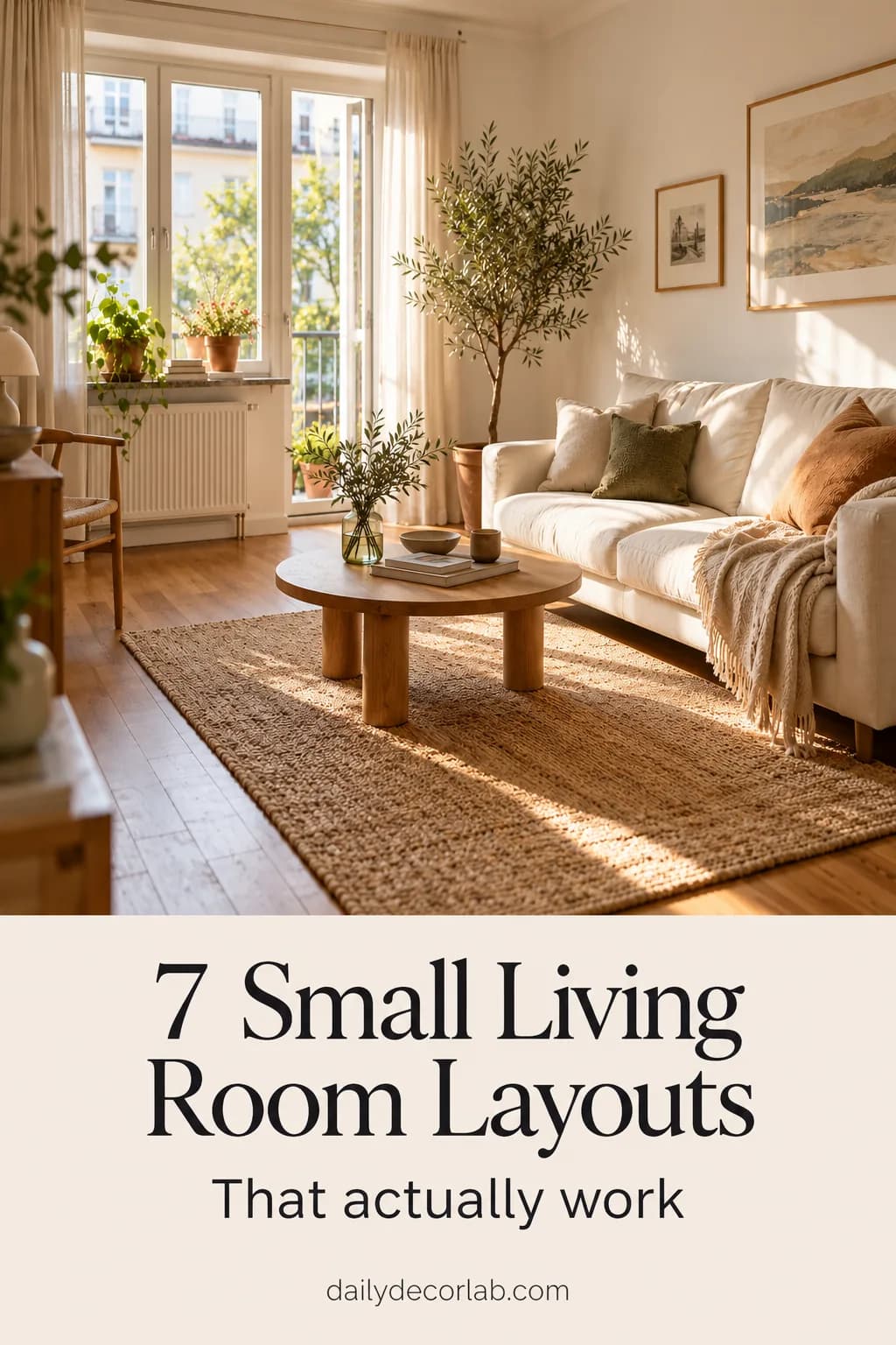 Pinterest pin: 7 Small Living Room Layouts That Actually Work